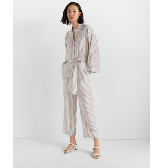 Club Monaco Pants - *SOLD* NWT Club Monaco jumpsuit long sleeved white striped sz 4